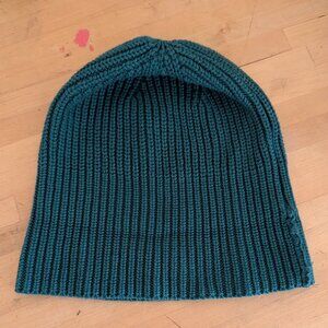 Primary Kids Cotton Nylon Spandex Knit Beanie Hat M/L Green Aqua Blue Like New